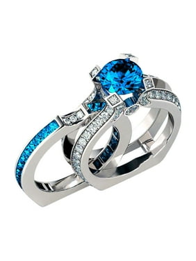 Ginger Lyne Collection Cherri Purple Princess Cut Engagement Wedding Band Bridal Set